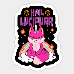 Cute & Funny Satanic Hail Lucipurr Rainbow Emo Cat Sticker